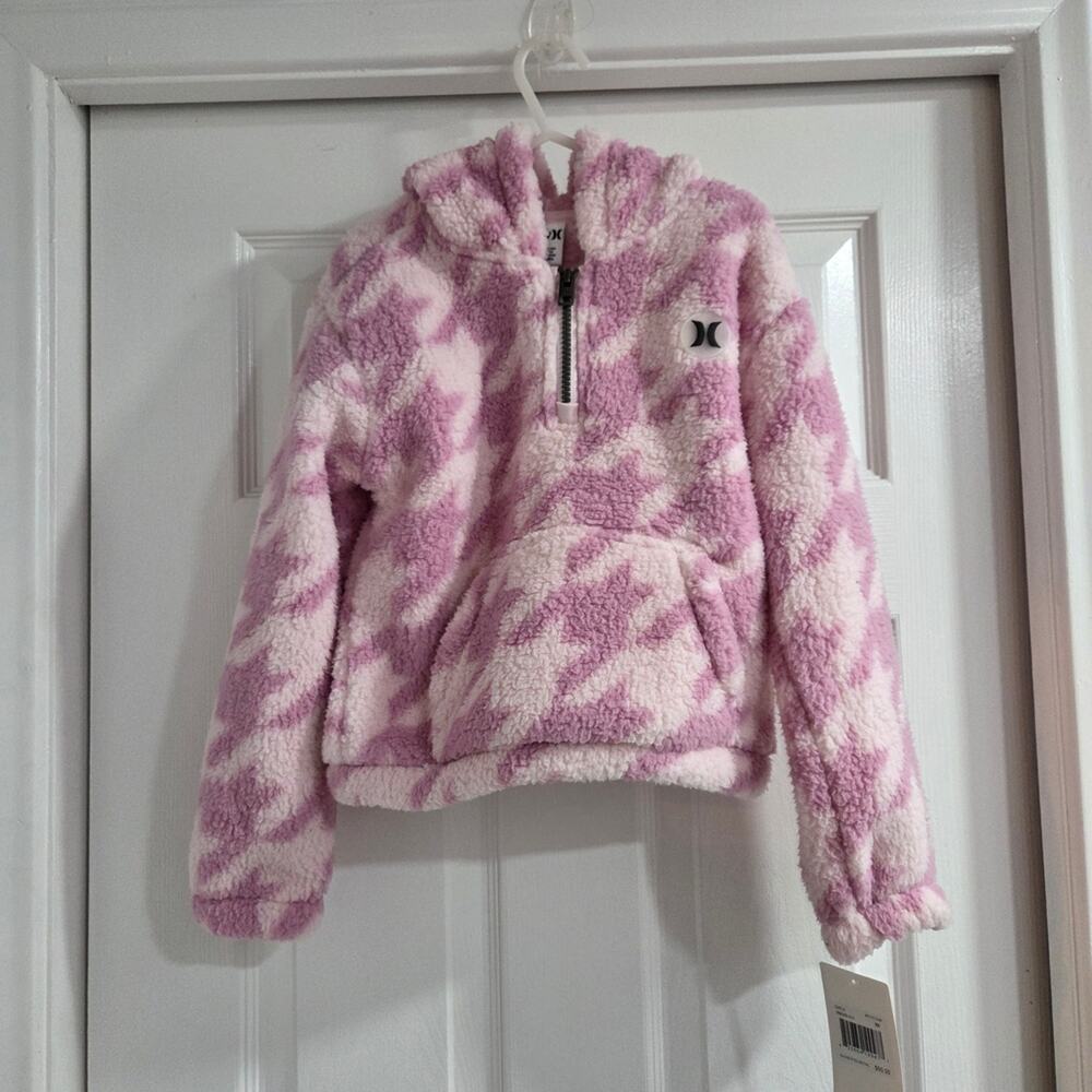 Hurley Kids Pink and White Fleece Hoodie